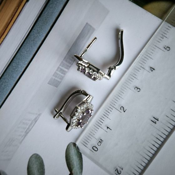Срібні сережки з аметистом 2.998ct