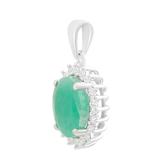 Серебряная подвеска с изумрудом 2.699ct, фианитами