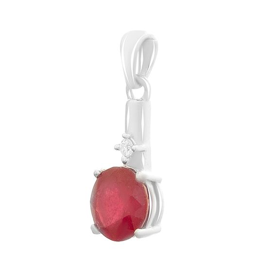 Срібна підвіска з рубіном 2.783ct, фіанітами