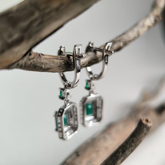 Sterling silver earrings with agate 2.617ct, phianites
