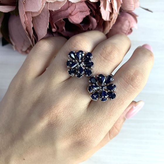 Серебряные серьги с сапфиром 10.003ct