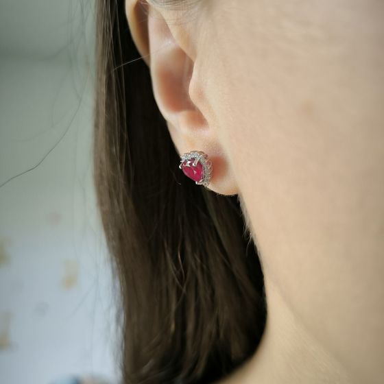 Серебряные серьги с рубином 2.807ct