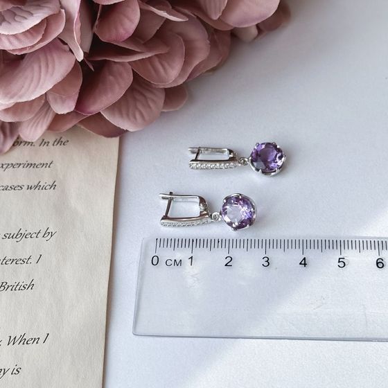 Срібні сережки з аметистом 5.279ct