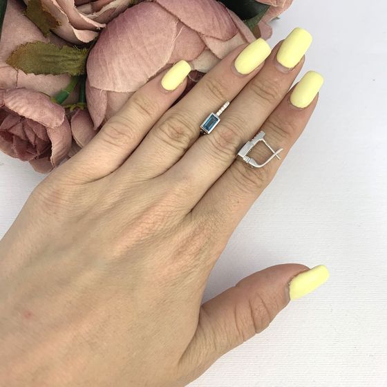 Серебряные серьги с топазом Лондон Блю 0.82ct