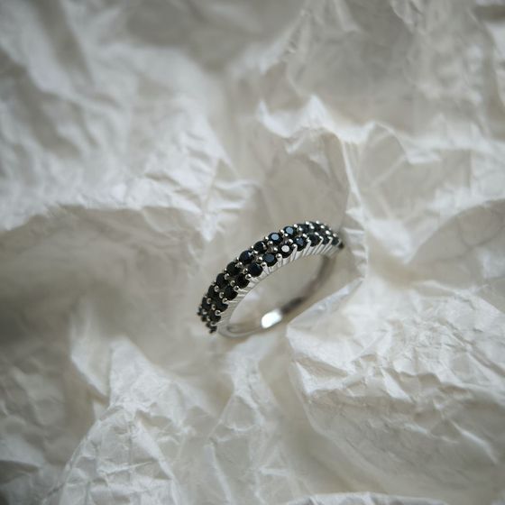 Silver ring with a sapphire