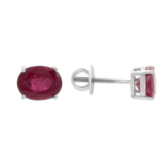 Silver Earrings with a Ruby