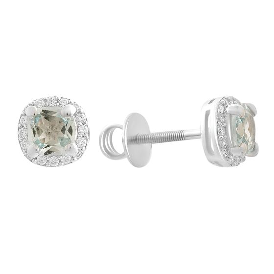 Срібні сережки з топазом 1.608ct, фіанітами