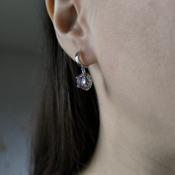 Срібні сережки з аметистом 1.99ct