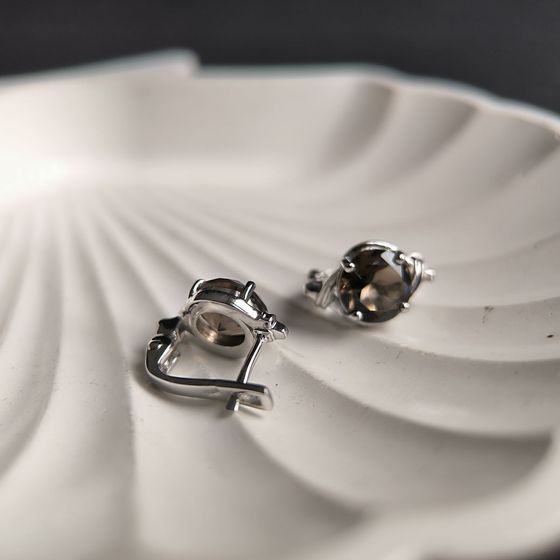 Серебряные серьги с раухтопазом (дымчатым кварцем) 3.6ct