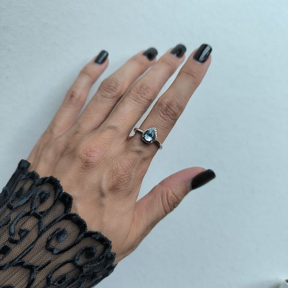 Silver ring with a 0.893-carat topaz and cubic zirconia
