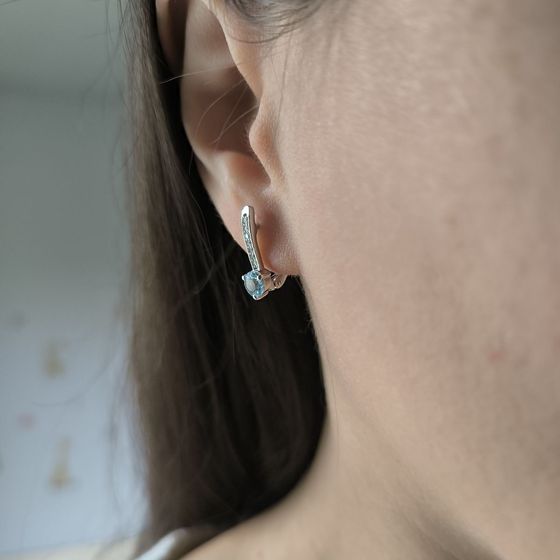 Sterling silver earrings with topaz 1.211ct, phianites