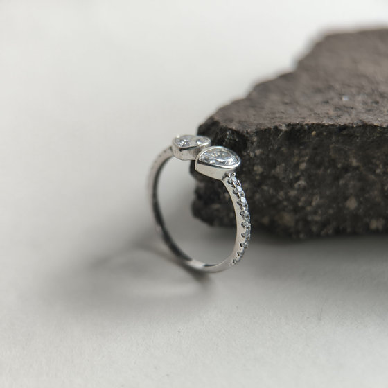 Silver ring with cubic zirconia