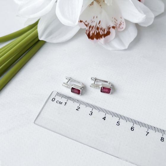 Silver earrings with ruby 3.098ct
