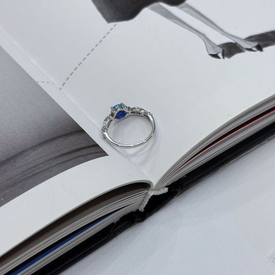 Silver ring with opal and cubic zirconia