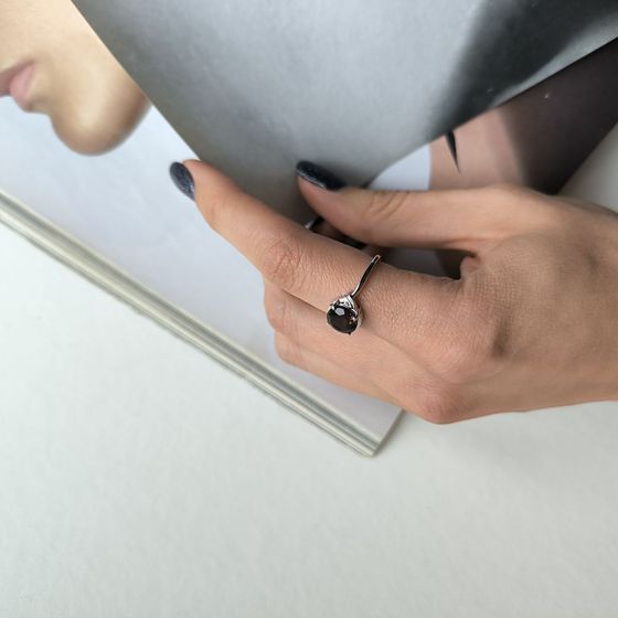 Silver ring with smoky quartz