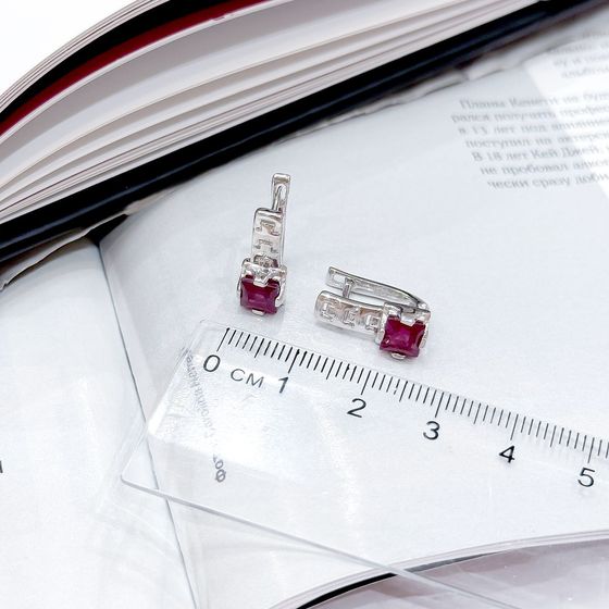 Срібні сережки з рубіном 1.76ct