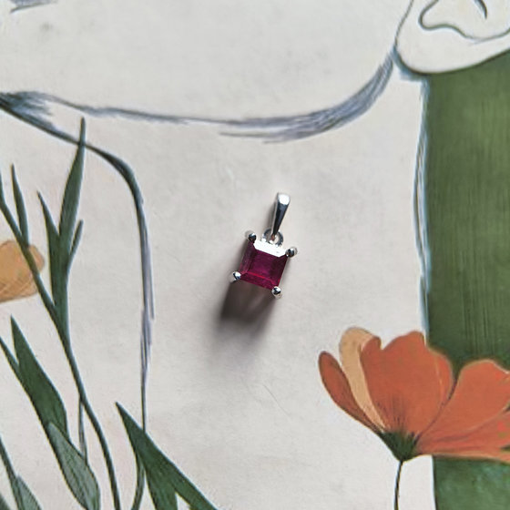 Серебряная подвеска с рубином 0.96ct