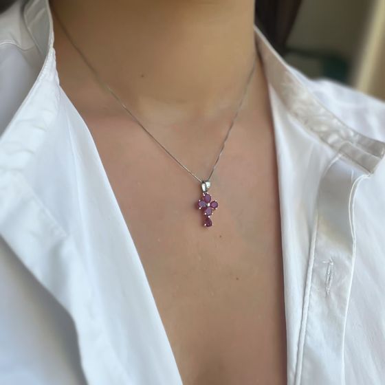 Срібний хрестик з рубіном 2.26ct
