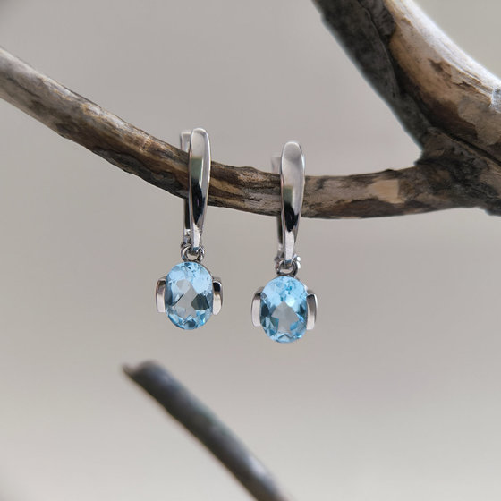 Серебряные серьги с топазом 2.817ct