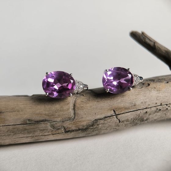 Sterling silver earrings with alexandrite 11.793ct, pianites