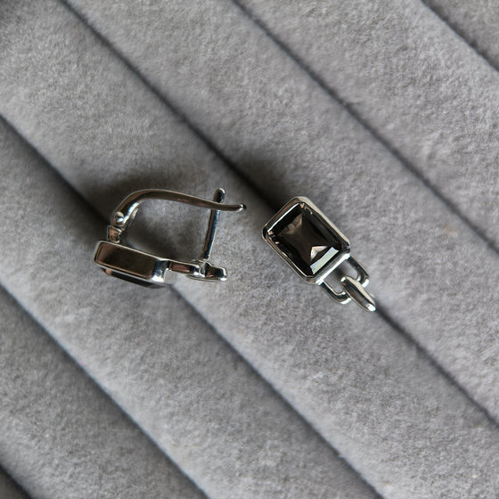 Серебряные серьги с раухтопазом (дымчатым кварцем) 2.808ct