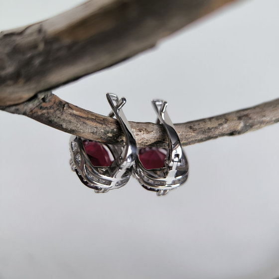 Серебряные серьги с гранатом nano 9.39ct