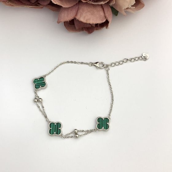 Silver bracelet with malachite