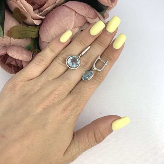 Серебряные серьги с топазом 8.442ct