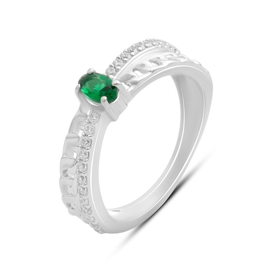 Silver ring with emerald nano 0.518ct