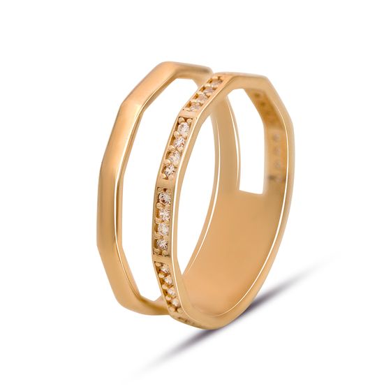 Золота каблучка з фіанітами 0.32ct