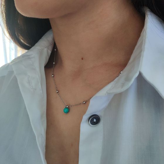 Silver necklace with turquoise