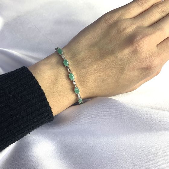 Серебряный браслет с изумрудом 6.66ct