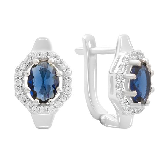 Silver earrings with sapphire nano