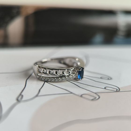 Silver ring with sapphire nano 0.518ct