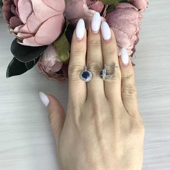 Серебряные серьги с сапфиром 4.3ct