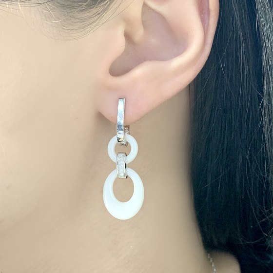 Silver earrings with ceramics