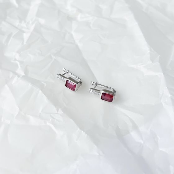 Silver earrings with ruby 3.098ct