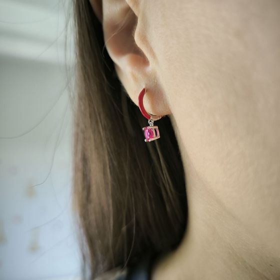 Silver earrings with phianites, semallu