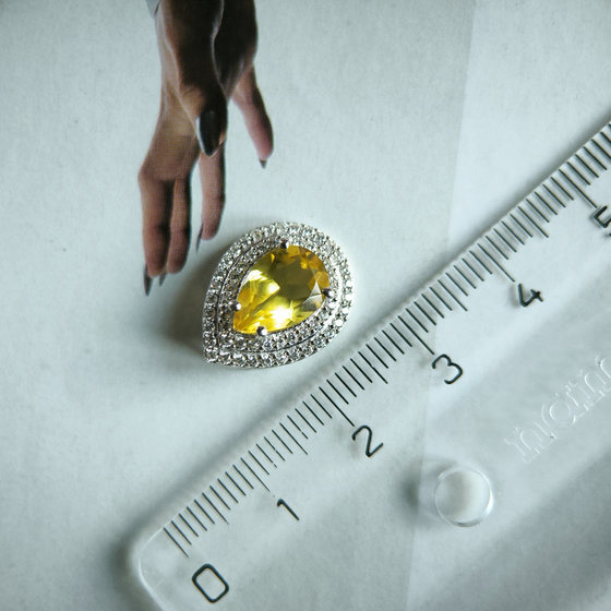 Серебряная подвеска с цитрином nano 2.301ct, фианитами