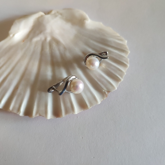 Серебряные серьги с жемчугом 4.75ct