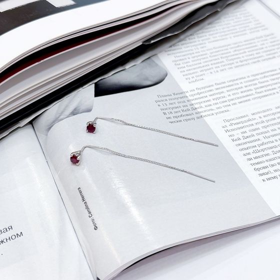 Срібні сережки з рубіном 0.797ct
