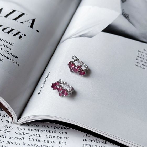 Серебряные серьги с рубином 1.162ct