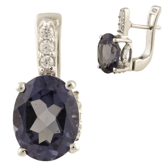 Серебряные серьги с аметистом