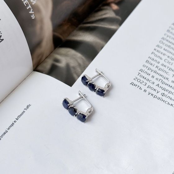 Серебряные серьги с сапфиром 3.933ct