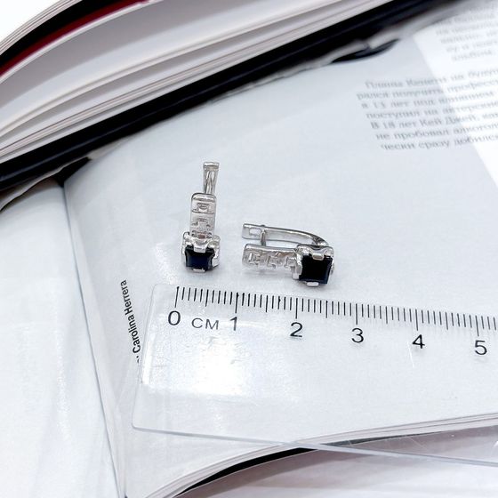 Срібні сережки з сапфіром 1.608ct