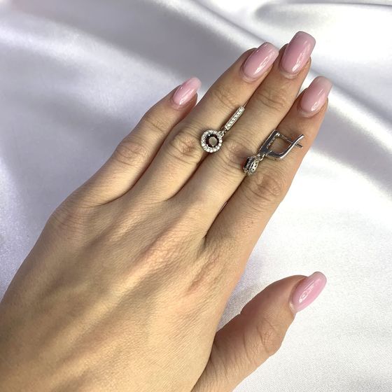 Серебряные серьги с гранатом 1.942ct