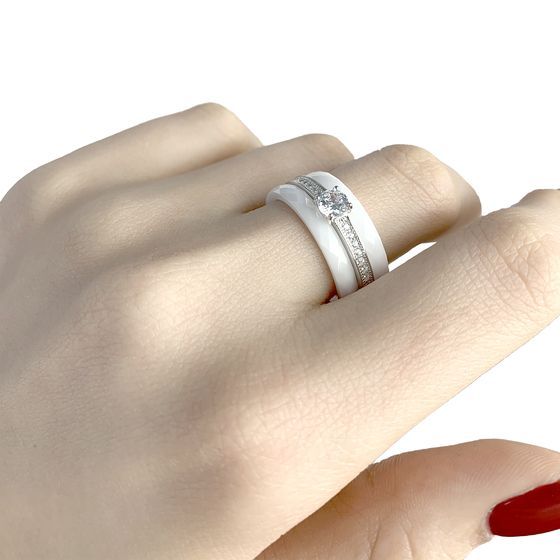 Silver ring with ceramics