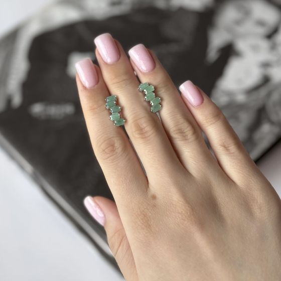 Срібні сережки зі смарагдом 2.55ct