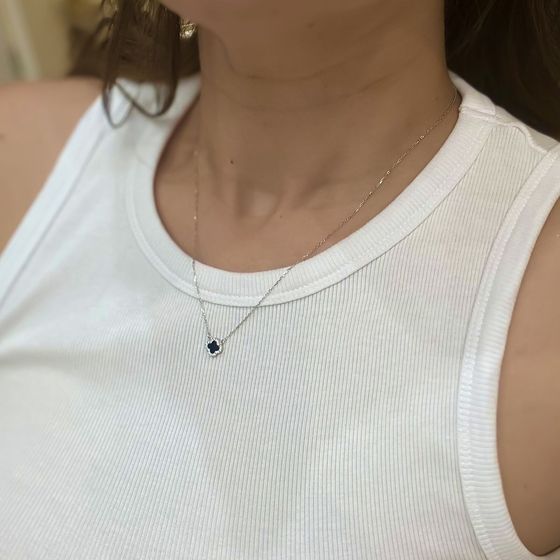 Sterling silver necklace with onyx, fianites