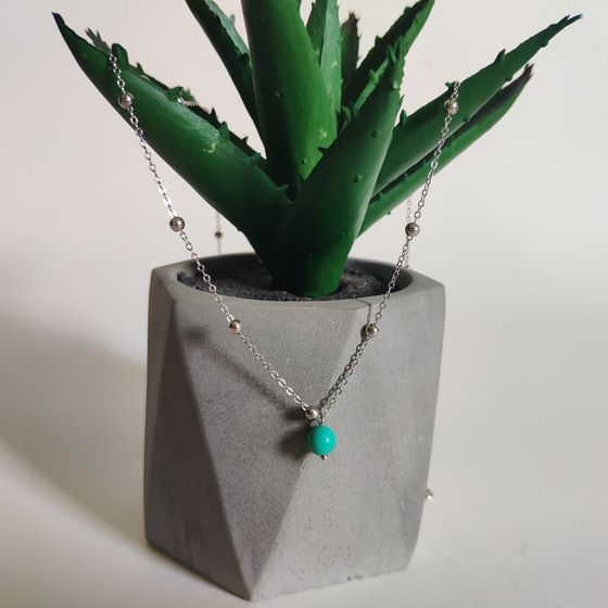 Silver necklace with turquoise